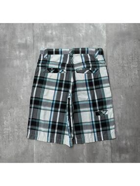 Y2K Teal Point Zero Surf Grunge Distressed Baggy Skater Shorts
